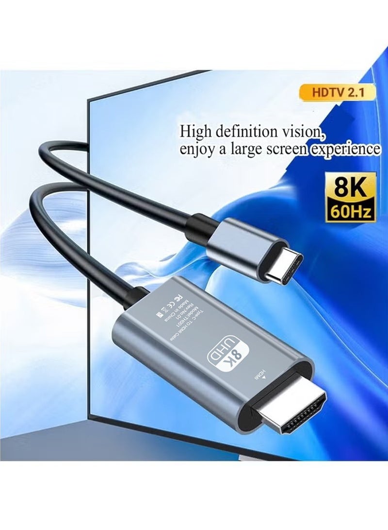 X-level USB C to HDMI 2.1 Cable 6.6FT/2M, 8K USB Type C to HDMI Cord High Speed 48Gbps, Thunderbolt 4/3 to HDMI HDCP 2.3 Compatible with Steam Deck,MacBook Pro/Air, iPhone16/16 Pro ﻿Max - Image 1
