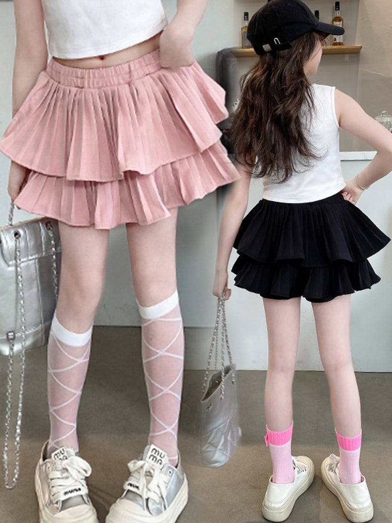 Children'S Sweet Tutu Skirt 2025 Summer Girls Princess Style Pleated Cake Culottes High Quality - Image 2