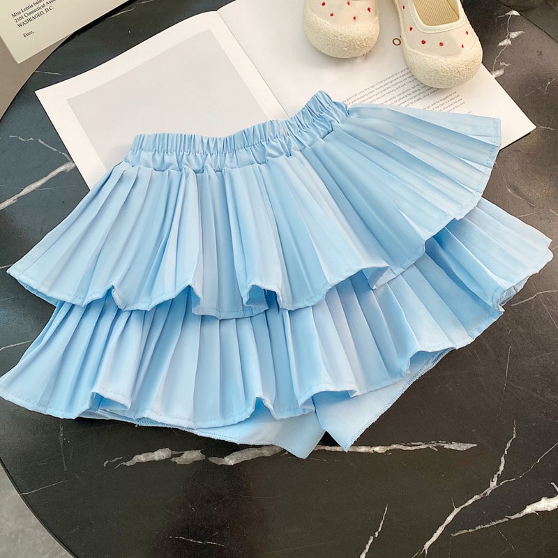 Children'S Sweet Tutu Skirt 2025 Summer Girls Princess Style Pleated Cake Culottes High Quality - Image 1