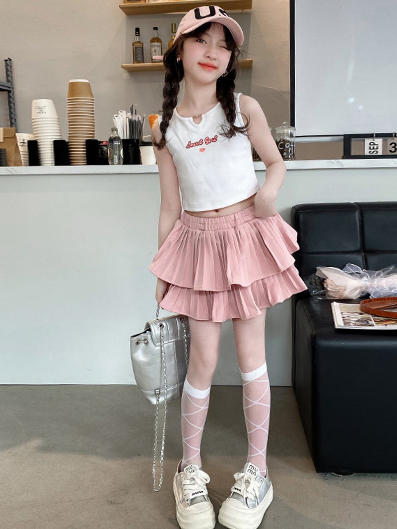 Children'S Sweet Tutu Skirt 2025 Summer Girls Princess Style Pleated Cake Culottes High Quality - Image 3