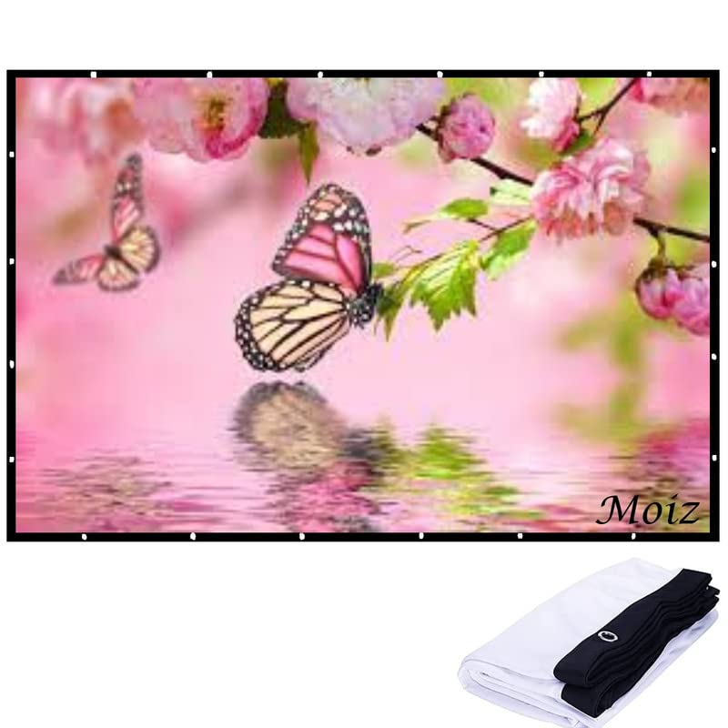MOIZ [Upgraded] Projector Screen 180 Inch of Matte White Material 16:9 Projection Movies Outdoor for Church School Home Indoor 1.6 Gain - Image 1