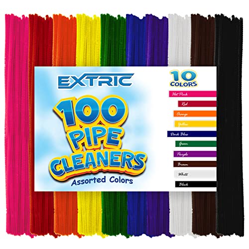 Pipe Cleaners Craft 100 Pcs MultiColored Chenille Stems 6mm x 12 Inch Fuzzy Sticks 10 Assorted Colors for DIY Arts and Craft Projects and Decorations