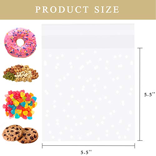 Morepack Self Sealing Cellophane Bags,200 Pcs Clear Cookie Bags Resealable Cellophane Bag for Packaging Bakery,Favors, (5.5"x5.5", No Stickers, Bows) - Image 2