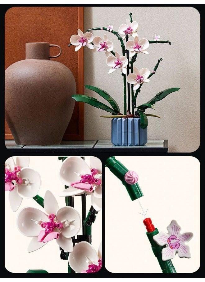 Generic - Bouquet Building Blocks, Artificial Flower Building Toys, Small Particle Butterfly Orchid Building Blocks Bouquet Potted Plants, Indoor Decoration, Parent-child Interaction, Color - Image 1