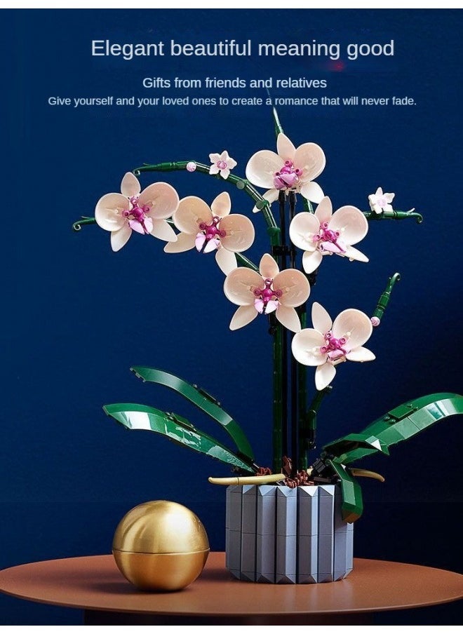 Generic - Bouquet Building Blocks, Artificial Flower Building Toys, Small Particle Butterfly Orchid Building Blocks Bouquet Potted Plants, Indoor Decoration, Parent-child Interaction, Color - Image 1