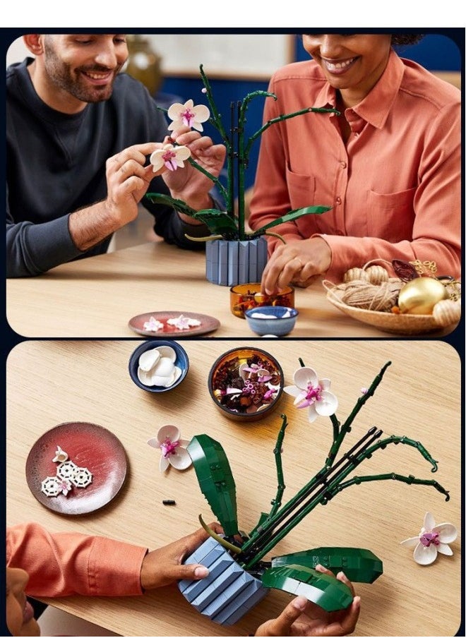 Generic - Bouquet Building Blocks, Artificial Flower Building Toys, Small Particle Butterfly Orchid Building Blocks Bouquet Potted Plants, Indoor Decoration, Parent-child Interaction, Color - Image 1