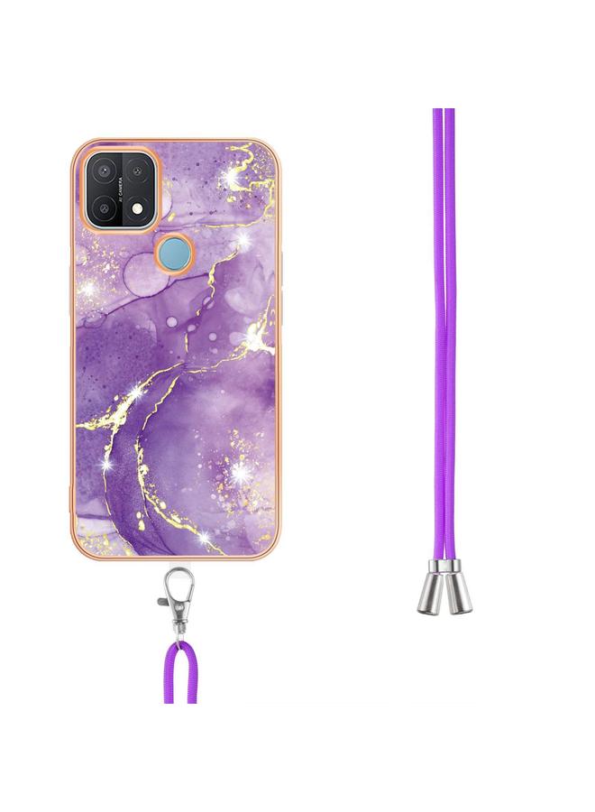 اس-توب جراب لهاتف OPPO A15 / A15s مصنوع من مادة TPU IMD مطلية بالرخام الكهربائي مع حبل تعليق - Image 2
