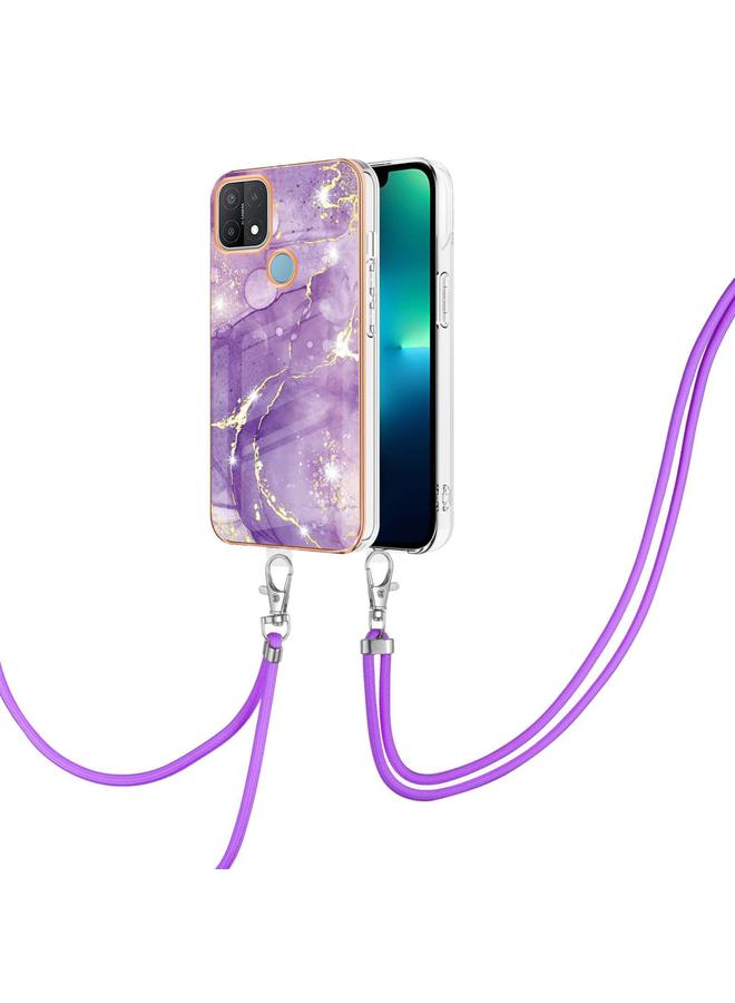 اس-توب جراب لهاتف OPPO A15 / A15s مصنوع من مادة TPU IMD مطلية بالرخام الكهربائي مع حبل تعليق - Image 3