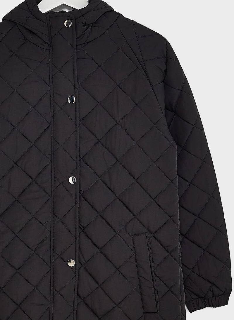 Ruby Tuesday Girls Quilted Hooded Long Jacket  - Image 3