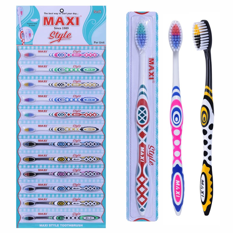 MAXI Style Soft Bristles Toothbrush (Pack of 12) - Image 1