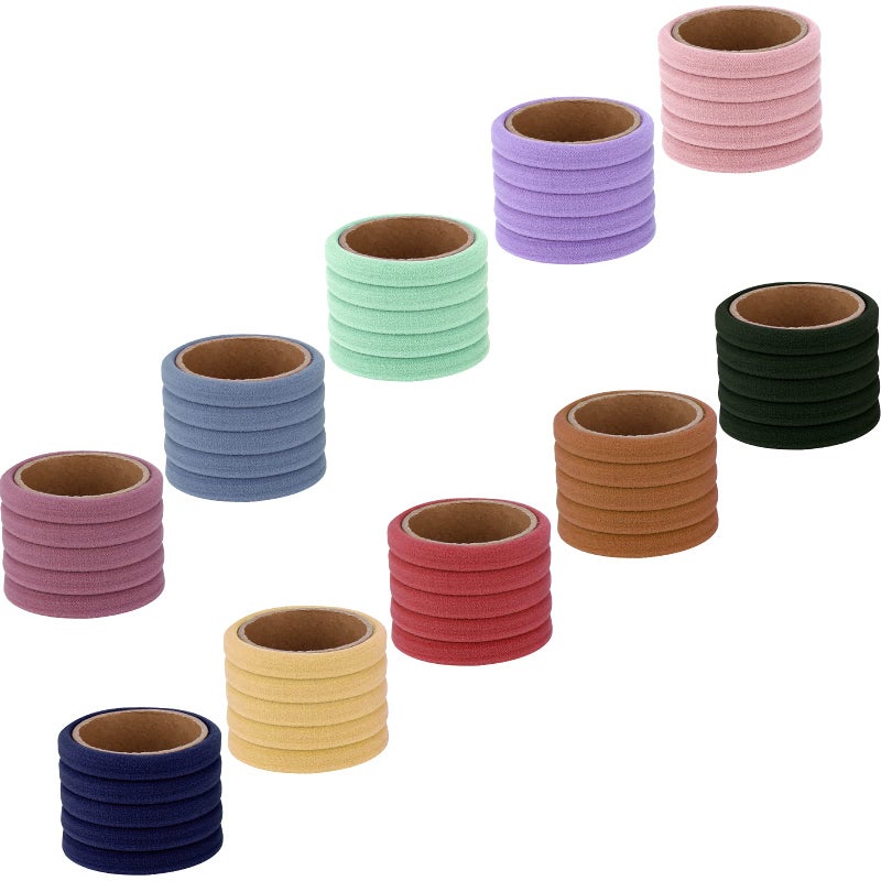 BAOLI 100PCS Colorful Large Hair Ties, Cotton Hair Bands Seamless Ponytail Holders for Women, Hair Elastics No Damage, 10 Colors by BAOLI - Image 4