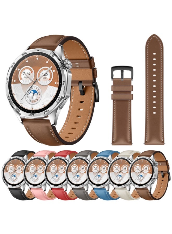 Genuine Leather Watch Band for Huawei Watch GT 5 Pro 46mm with Black Buckle - Image 2