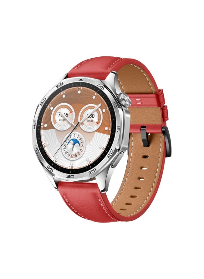 Genuine Leather Watch Band for Huawei Watch GT 5 Pro 46mm with Black Buckle - Image 1