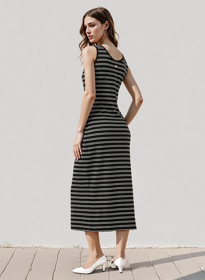 لي كوبر فستان لي كوبر متوسط الطول بلا أكمام مخطط - - Image 3