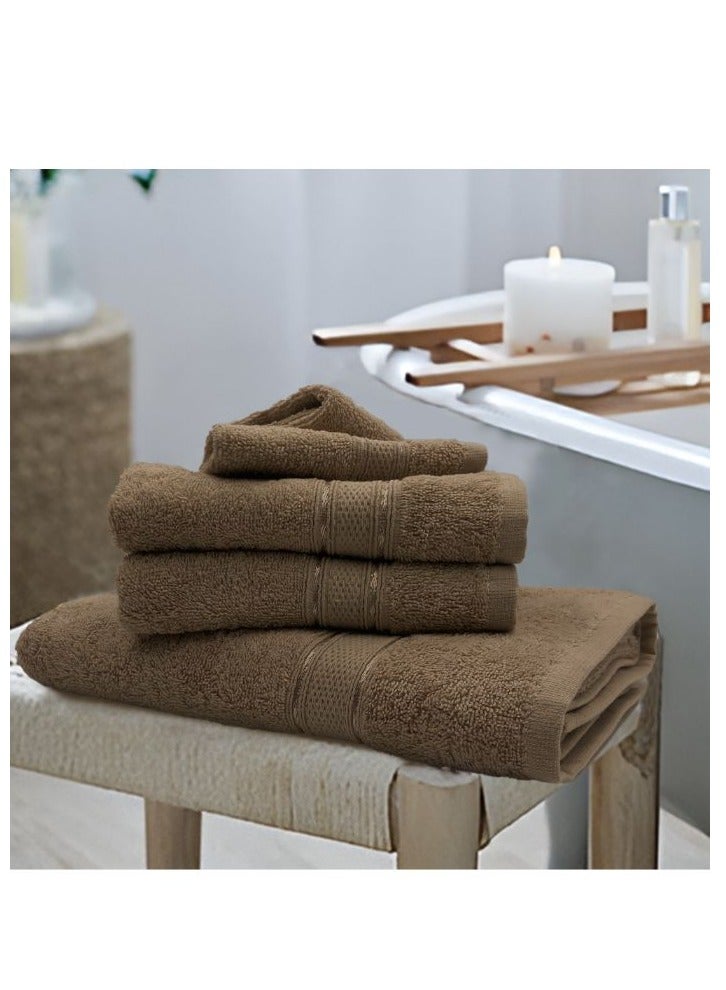 BYFT Daffodil (Dark Beige) Premium Bath Towel (70x140 Cm-Set of 6) 100% Cotton, Highly Absorbent and Quick dry, Hotel and Spa Quality Bath linen with Stripe Diamond Dobby-500 Gsm  - Image 1