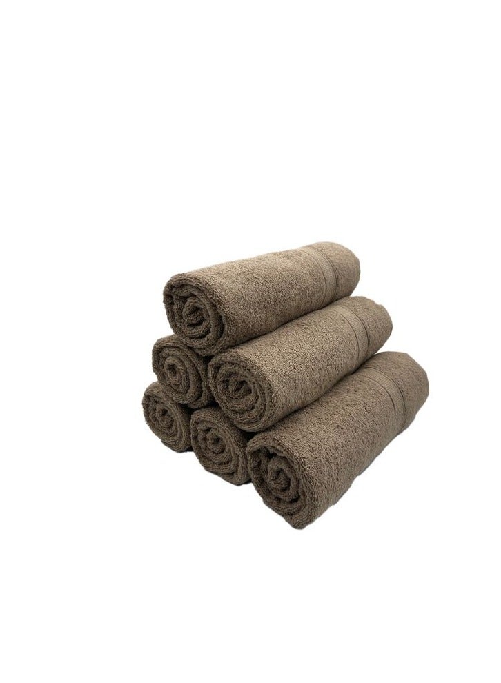 BYFT Daffodil (Dark Beige) Premium Bath Towel (70x140 Cm-Set of 6) 100% Cotton, Highly Absorbent and Quick dry, Hotel and Spa Quality Bath linen with Stripe Diamond Dobby-500 Gsm  - Image 4