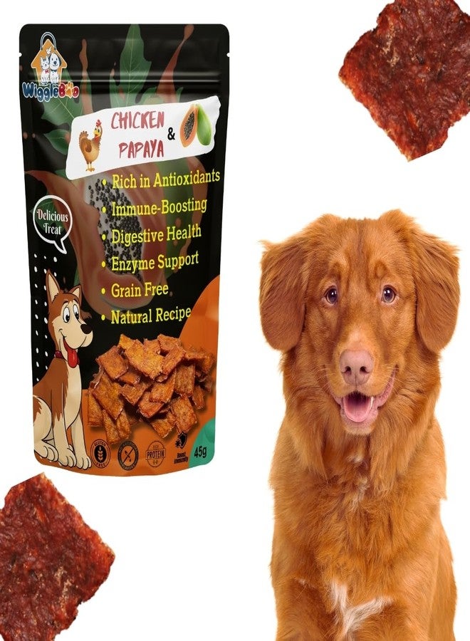 WiggleBoo Chicken & Papaya Dog Treat | Protein Rich | Fiber Rich | Crunchy Healthy Snacks (45 Grm) - Image 1