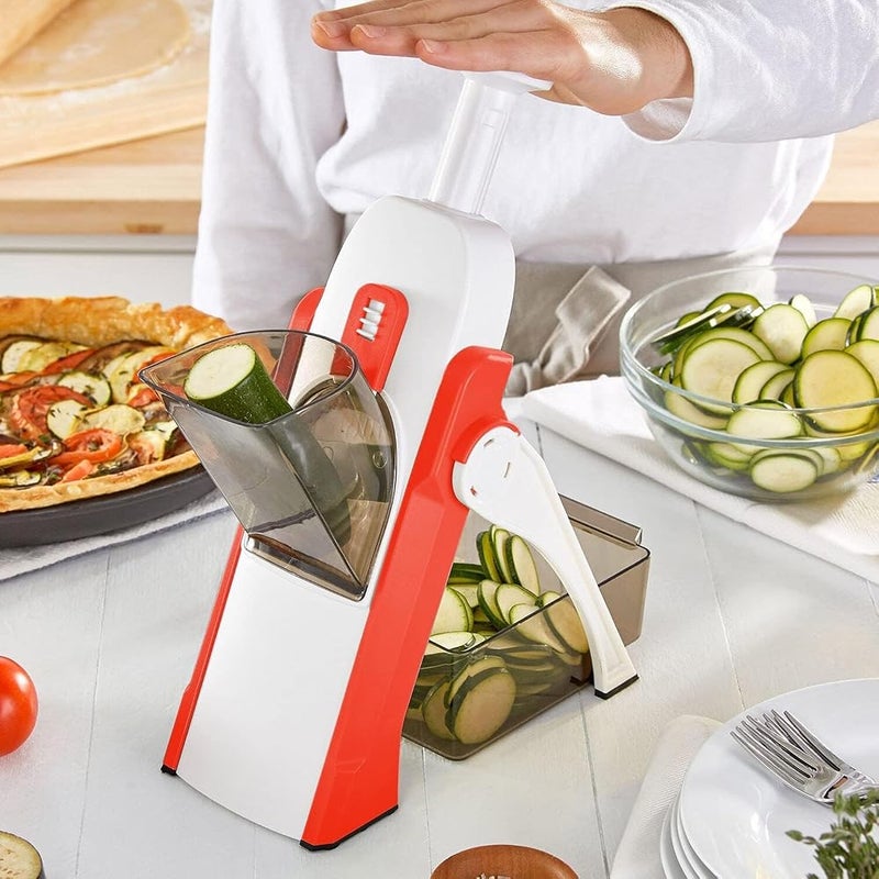 Spaceshoop Mandoline Slicer for Kitchen, Vegetable Slicer Cutter Multifunctional Safe Food Chopper With Thickness Adjustment Button Used for Carrots Onions Potatoes Fruits (Orange) - Image 5