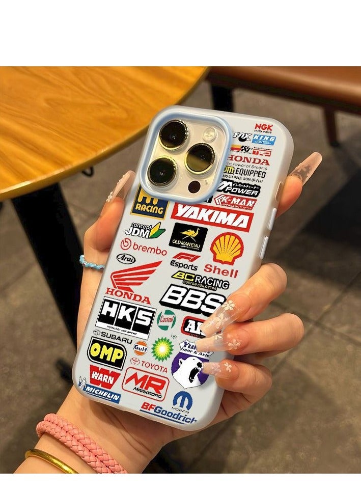 NIBEMINENT Full Screen Car Logos Protective TPU Case Cover For iPhone 16 Pro, Blue