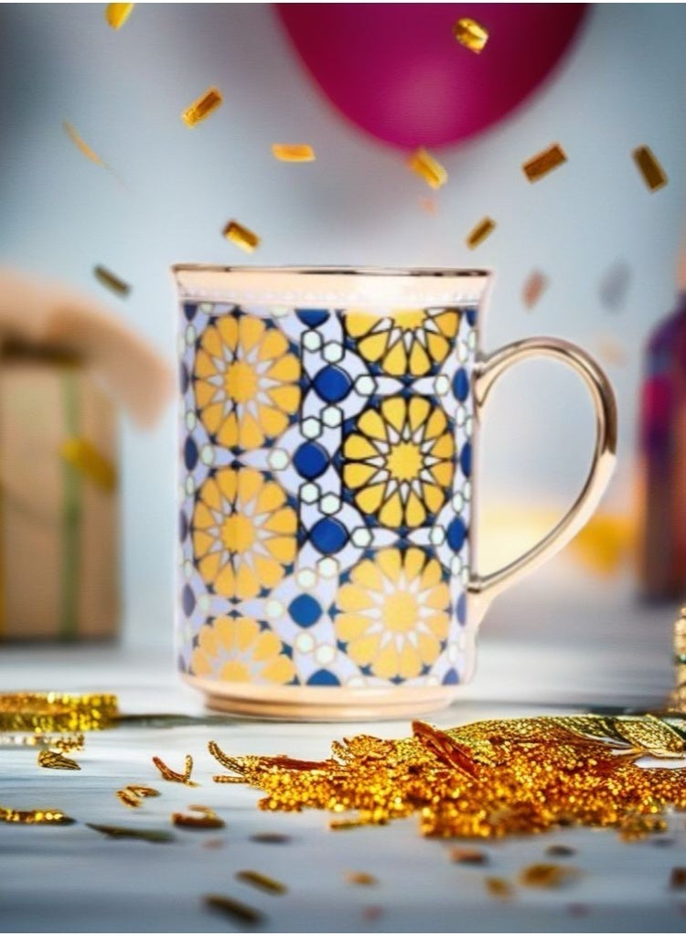 باي آرت كوب قهوة سيراميك بمقبض سعة 300 مل، كوب شاي للمشروبات والكابتشينو واللاتيه والاسبريسو صناعة تركية - Image 4
