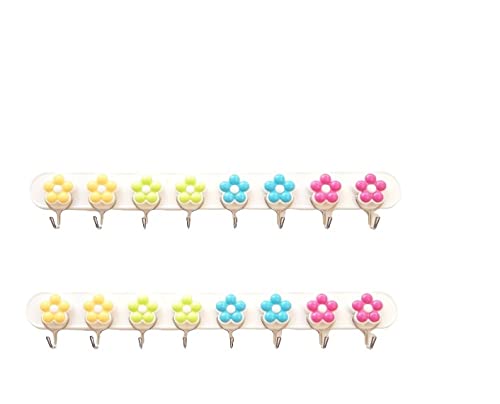 advancedestore advancedestore Flower SelfAdhesive Plastic Wall Hanging Hook Strip Load Capacity 35 Kg Pack of 2 - Image 1
