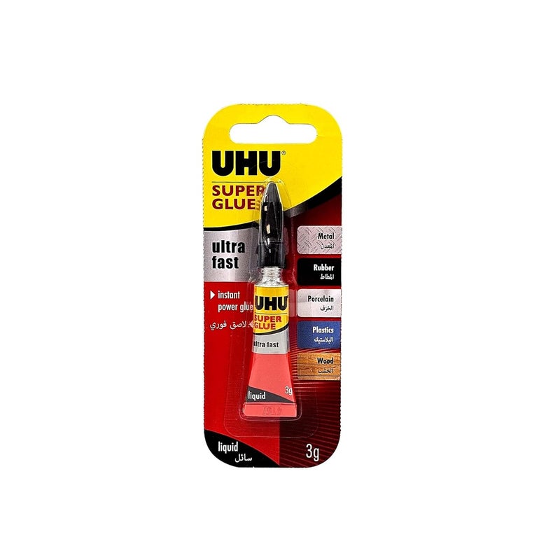 UHU 25253,Super Glue Liquid 3 G Jumbo Card - Image 1