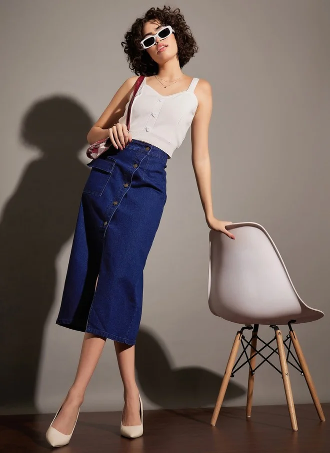 SASSAFRAS A-Line Denim Skirt for Women