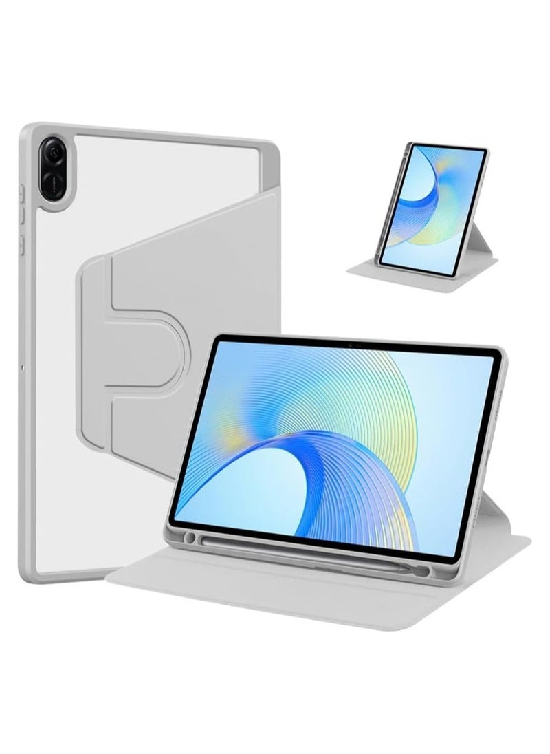 VKL حافظة خلفية شفافة متوافقة مع Honor Pad X8a مقاس 11 بوصة 2024، قاعدة دوارة بزاوية 360 درجة، غطاء ذكي قابل للطي مع وظيفة النوم/الإيقاظ لحاسب Honor Pad X8a اللوحي (رمادي)  - Image 1