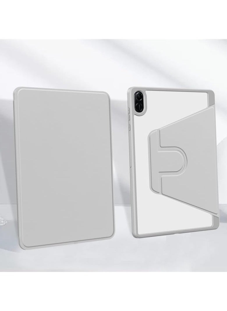VKL حافظة خلفية شفافة متوافقة مع Honor Pad X8a مقاس 11 بوصة 2024، قاعدة دوارة بزاوية 360 درجة، غطاء ذكي قابل للطي مع وظيفة النوم/الإيقاظ لحاسب Honor Pad X8a اللوحي (رمادي)  - Image 5