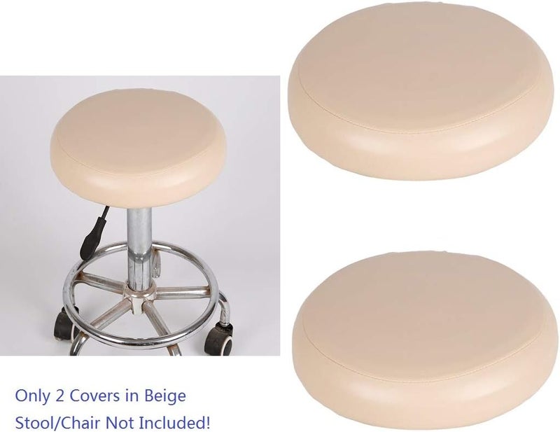 كلاراكو غطاء بديل سهل الارتداء لمقعد البار، أغطية مقاومة للماء، يناسب مقعد دائري بقطر 1114 بوصة، جلد صناعي، مجموعة من قطعتين، لون الشمبانيا - Image 2