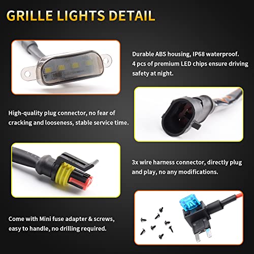 AUXLIGHT Car Accessories, 3PCS LED Grille Lights with Fuse & Wire, Compatible 2004-2019 for-d F150 Raptor Style Aftermarket Grill, 2013-2018 R-am 1500 Grill (White) - Image 5