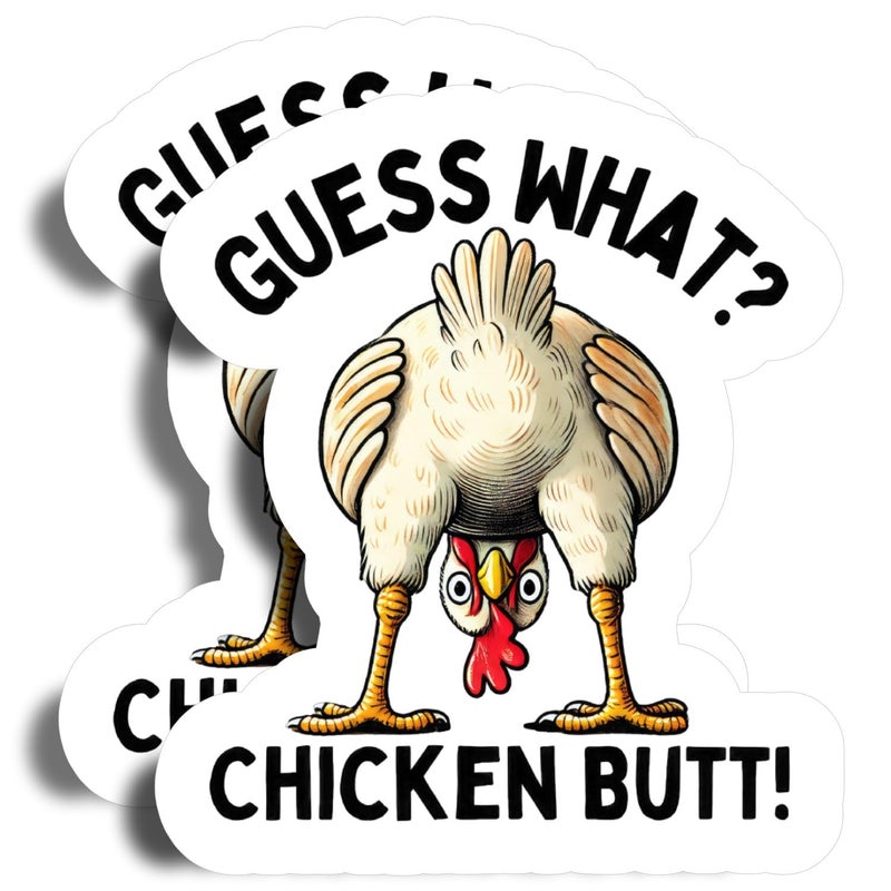 Printlabz Guess What? Chicken Butt! Magnets - 5" On Longest Side - Cute Funny - 2 Pack - Thick Strong Magnet - Bumper Magnets for Fridge, Toolbox, Cars - Made in USA - PLDFMAG0660 - Image 1