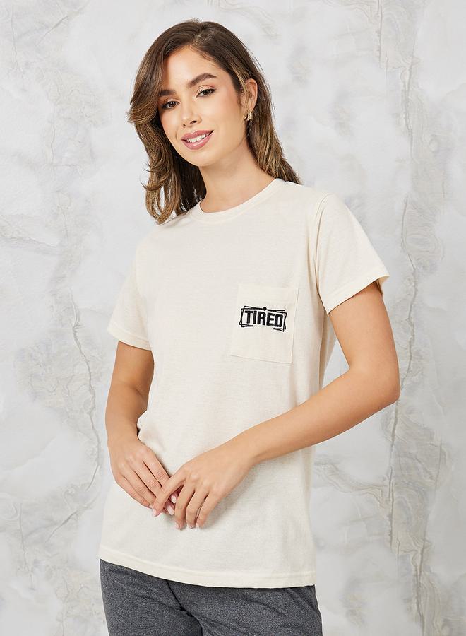 Styli Tired Embroidered Pocket Tee & Pyjama Set  - Image 2