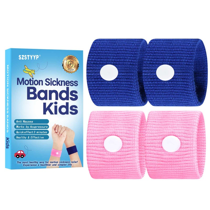 SZSTYYP Motion Sickness Bands for Kids Travel Sickness Relief Wristbands AntiNausea Wristbands for Car SicknessPink and Blue