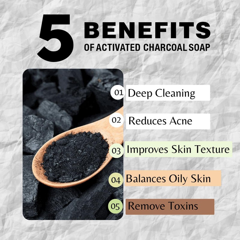 One With Nature Activated Charcoal Soap 4oz 3-Pack â€“ Detoxifying and Exfoliating Charcoal Soap Bar with Dead Sea Salt for Face & Body, for Men & Women - Image 3