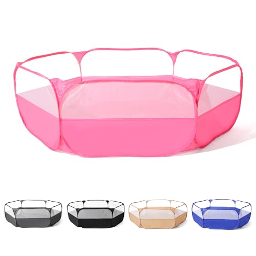 TRENDPLAY Foldable Ball Pit for Toddlers, Large Pop Up Ball Pits Kids Play Tent Crawl Playpen Ball Pool Playhouse Playpen with Storage Bag, for Boys Girls Dogs Cats Ferrets Indoor Outdoor, Bright Pink - Image 1