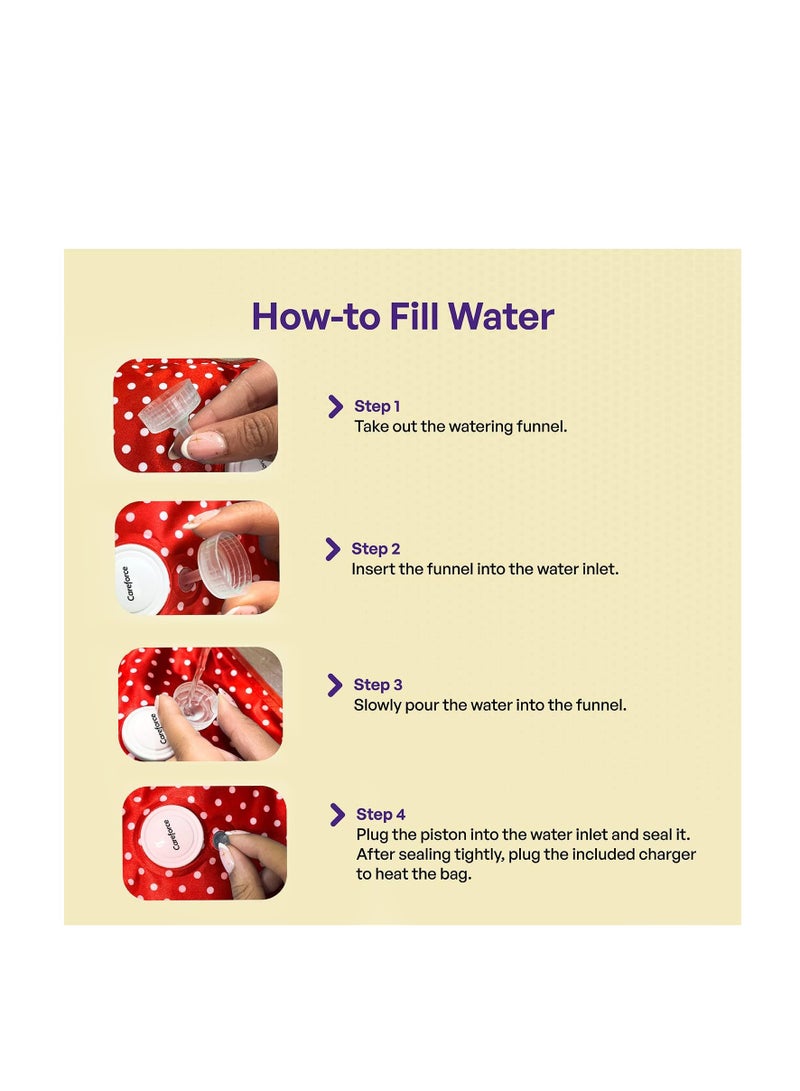Careforce Electric Water Heating Bag, Water Heating Bag for Shoulder, Back, Neck and Full Body Pain Relief, Electric Heating Bag for Pain Relief During Cramps, Suitable for Menstrual Period - Polka Dot - Color - Image 2