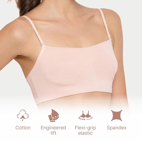Enamor A022 Cotton Stretch Cami With Detachable Straps Bra for Women- Non Padded Non Wired High Coverage(A022-Pearl-XL) - Image 4