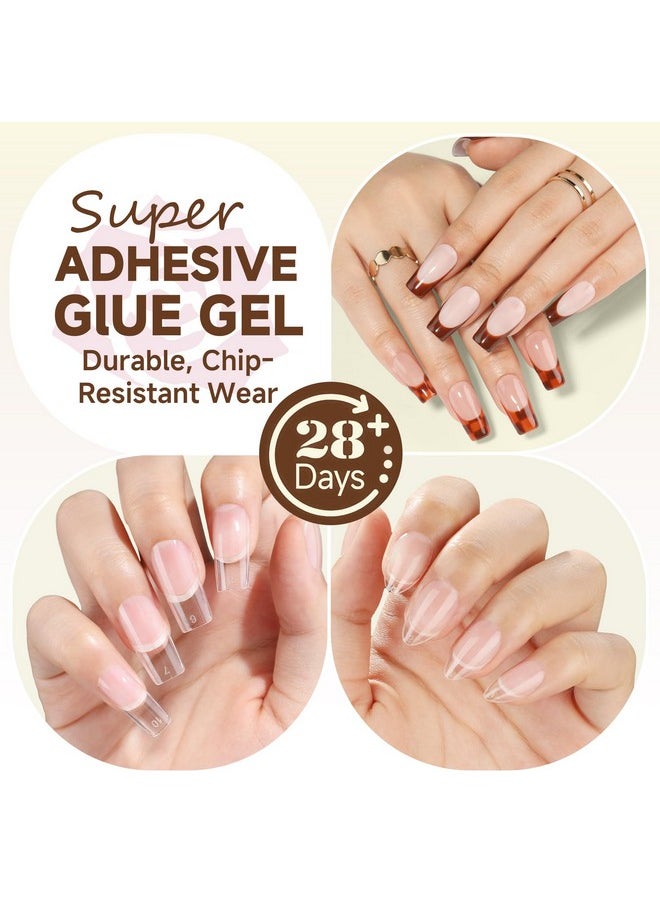 UNA GELLA - UNA GELLA 6 In 1 Gel Nail Glue for Clear Acrylic Nail Tips, 15ml Long Lasting Super Strong Brush Gel x Nail Glue for Base Coat, Clear Fake Nail Tips, and Soft Gel Tips Lamp Curing Needed UV - Image 1
