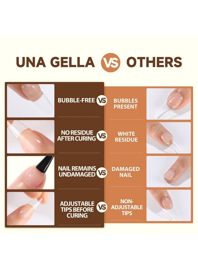 UNA GELLA - UNA GELLA 6 In 1 Gel Nail Glue for Clear Acrylic Nail Tips, 15ml Long Lasting Super Strong Brush Gel x Nail Glue for Base Coat, Clear Fake Nail Tips, and Soft Gel Tips Lamp Curing Needed UV - Image 1