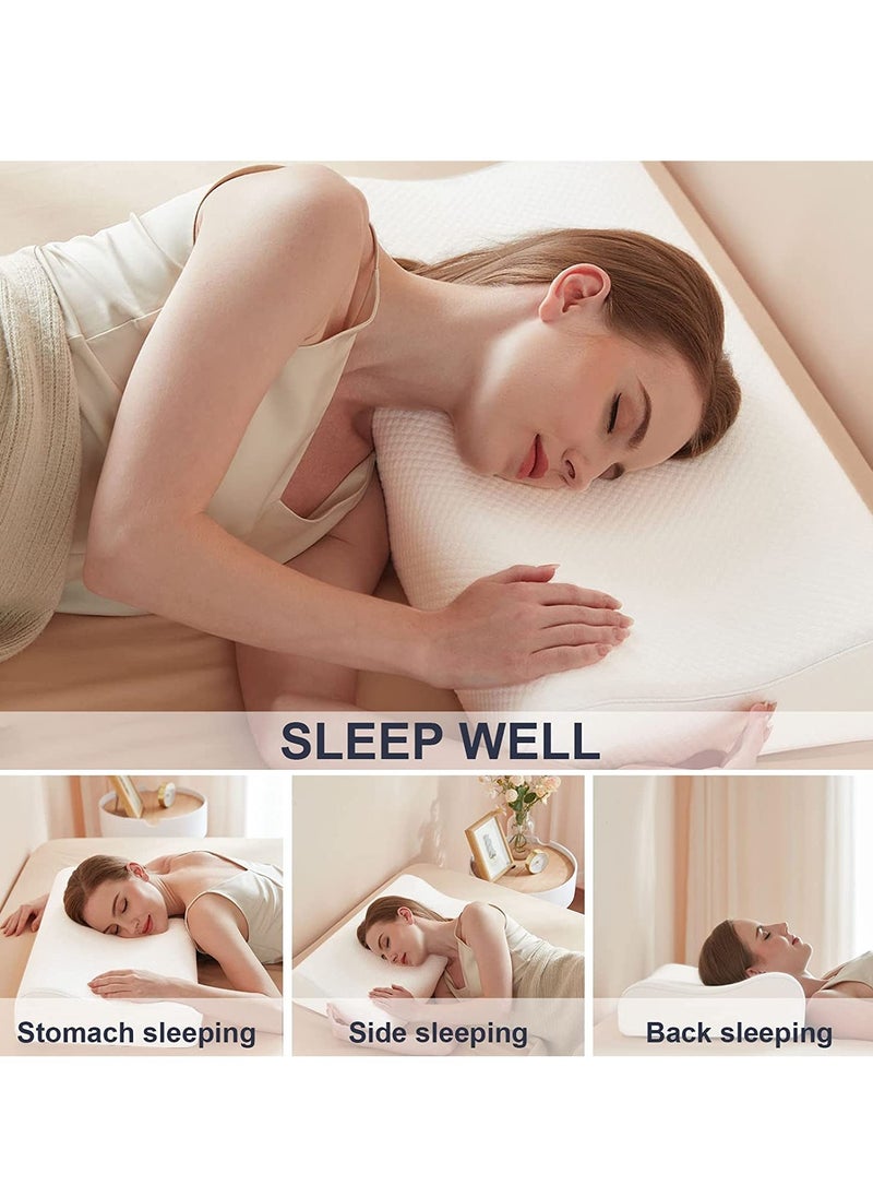 ELTRAZONE - Cervical Memory Foam Bed Pillow with 2 Adjustable Height, 61x35.6x11.9cm, Ergonomically Designed Contour Sleeping Pillows with Washable Pillow Cover for Side Sleepers with Shoulder & Cervical Pain - Image 1