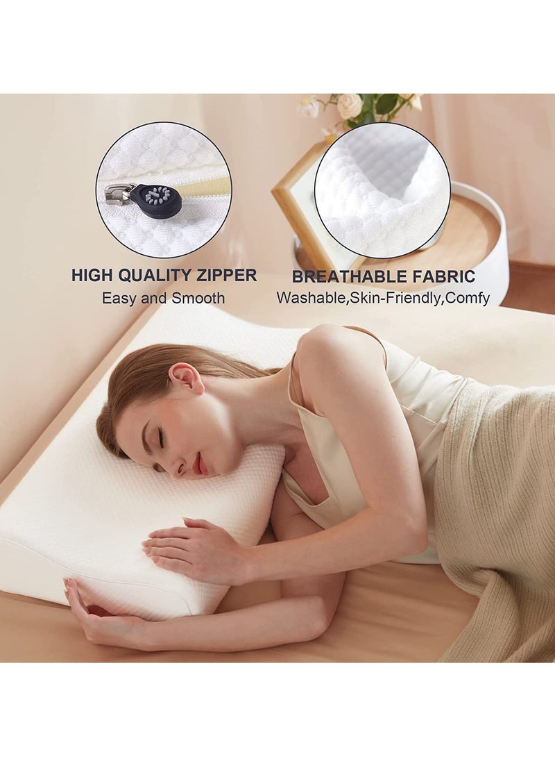 ELTRAZONE - Cervical Memory Foam Bed Pillow with 2 Adjustable Height, 61x35.6x11.9cm, Ergonomically Designed Contour Sleeping Pillows with Washable Pillow Cover for Side Sleepers with Shoulder & Cervical Pain - Image 1