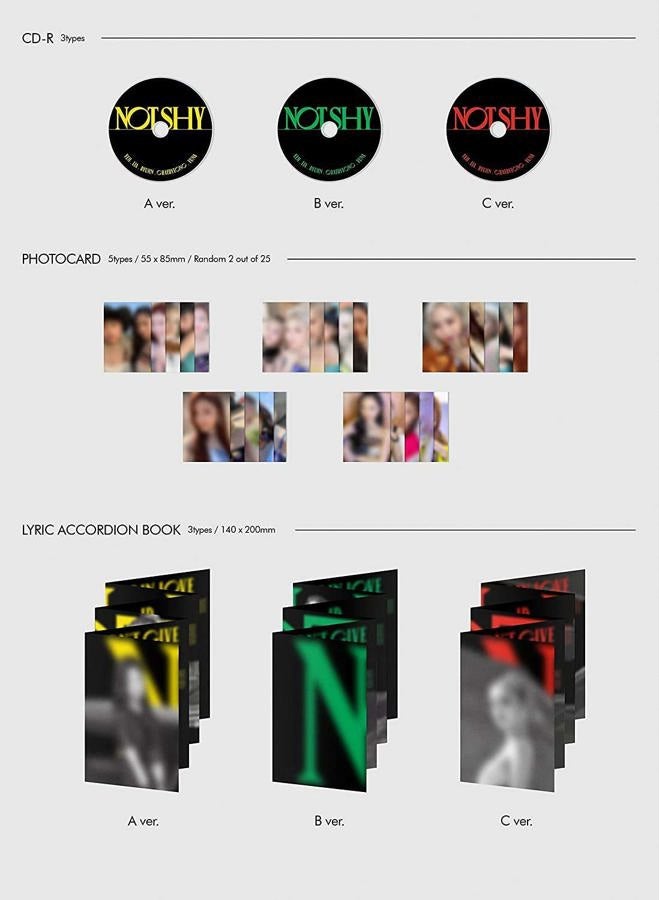 Itzy Not Shy Album [C ver.] [Pre Order] CD+Photobook+Folded Poster+Pre Order Benefit+Others with Extra Decorative Sticker Set, Photocard Set - Image 3