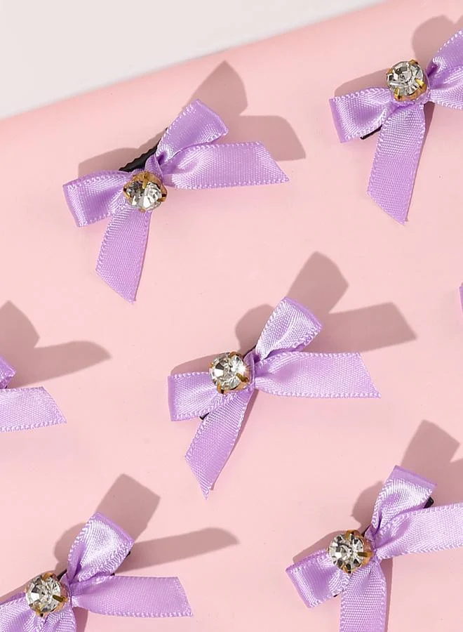 تايك تو Pack of 10 Girls Purple Bow Rhinestones Embellished Hair Accessories