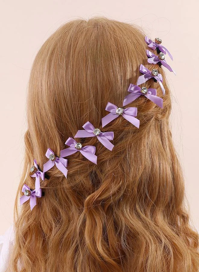 تايك تو Pack of 10 Girls Purple Bow Rhinestones Embellished Hair Accessories