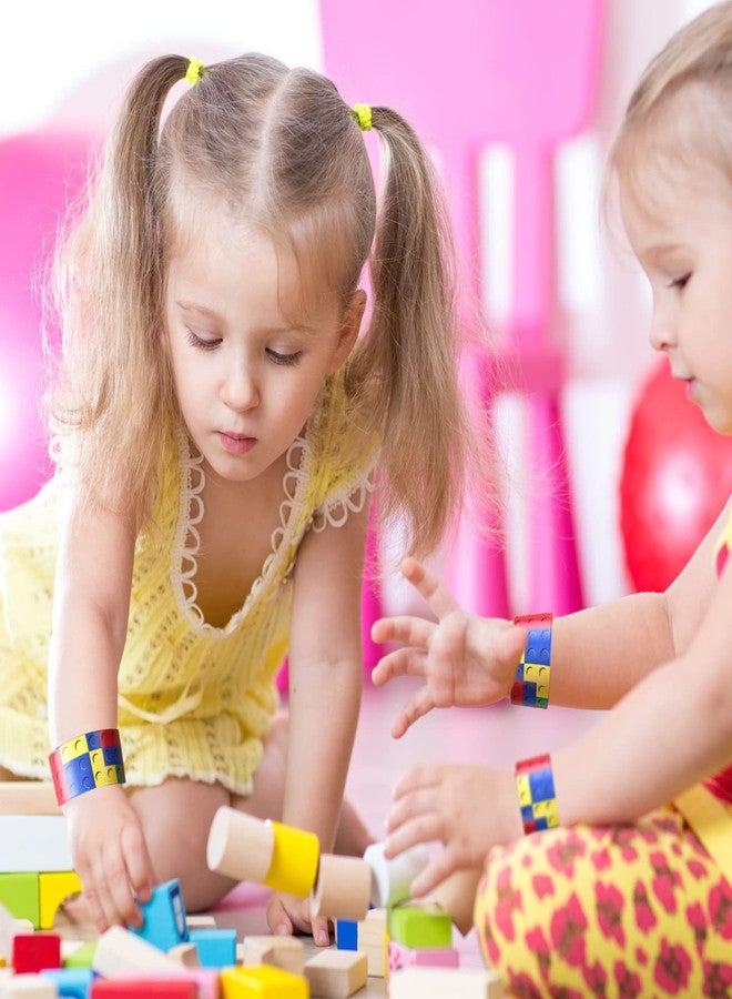 Gejoy Sumind 24 Pieces Color Brick Party Favors Slap Bracelet Building Block Snap Bracelets Party Supplies for Boys Girls Birthday Stuffing - Image 5