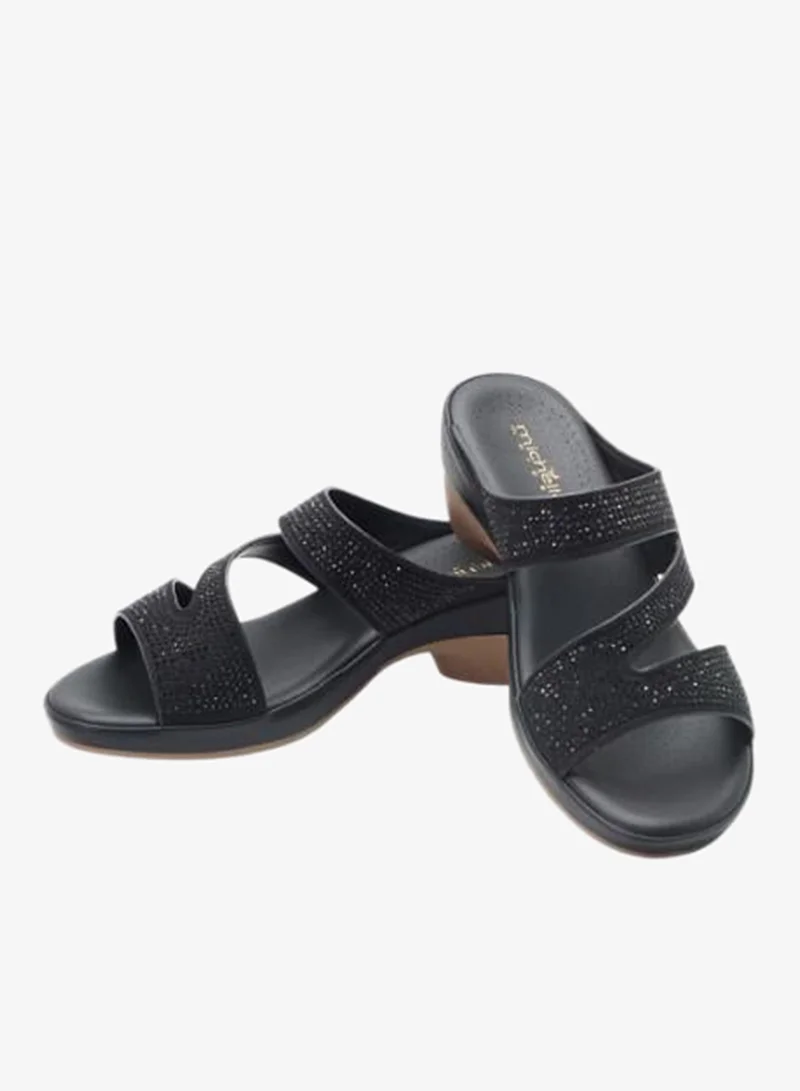 Michelle Morgan Black 092-3104 Michelle Morgan Ladies Mid Heel Sandals 514RJ311 Black for Women | Best Price UAE