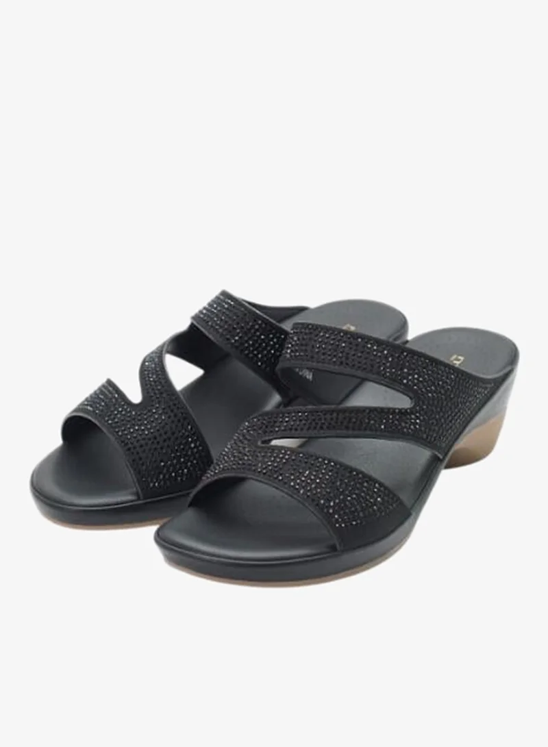 Michelle Morgan Black 092-3104 Michelle Morgan Ladies Mid Heel Sandals 514RJ311 Black for Women | Best Price UAE