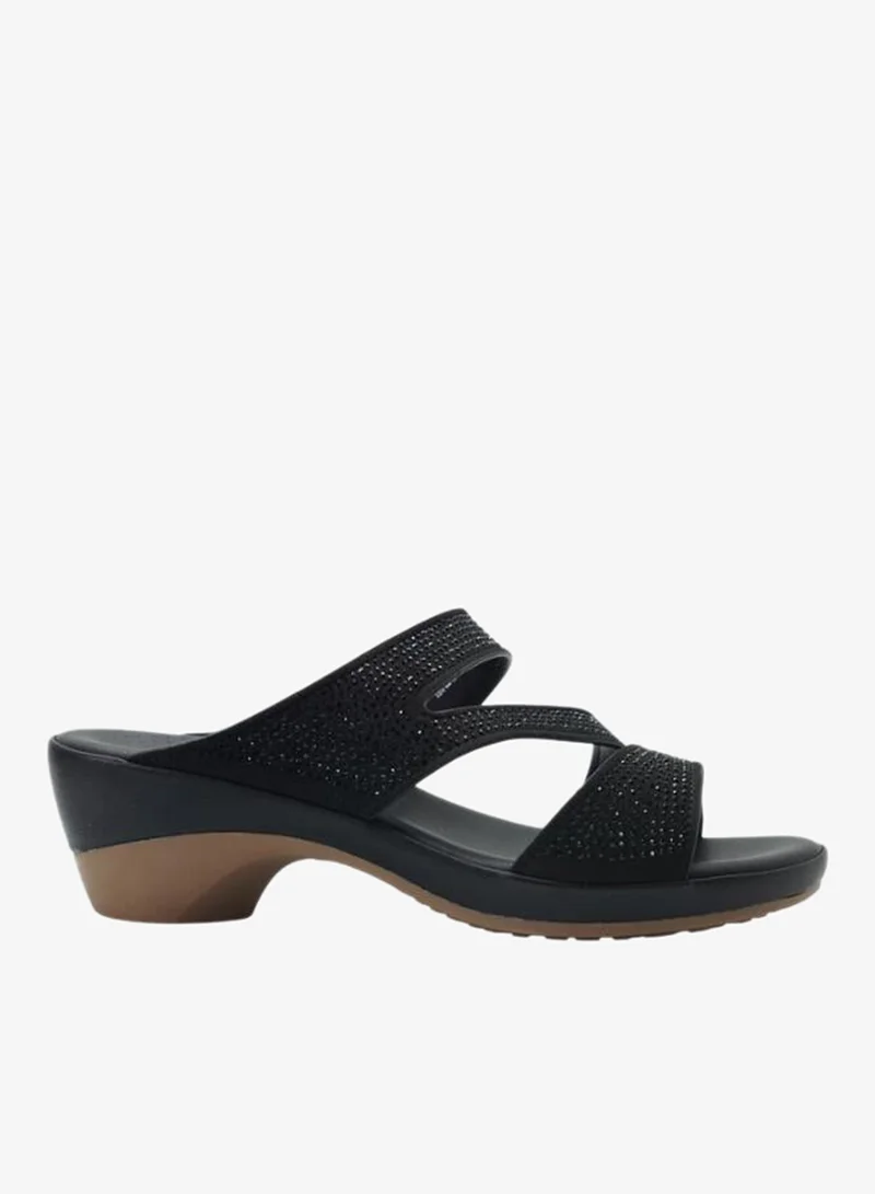 092-3104 Michelle Morgan Ladies Mid Heel Sandals 514RJ311 Black