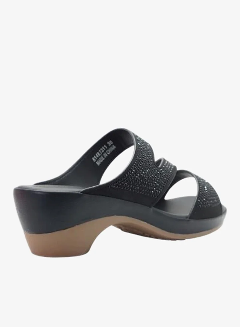 Michelle Morgan Black 092-3104 Michelle Morgan Ladies Mid Heel Sandals 514RJ311 Black for Women | Best Price UAE